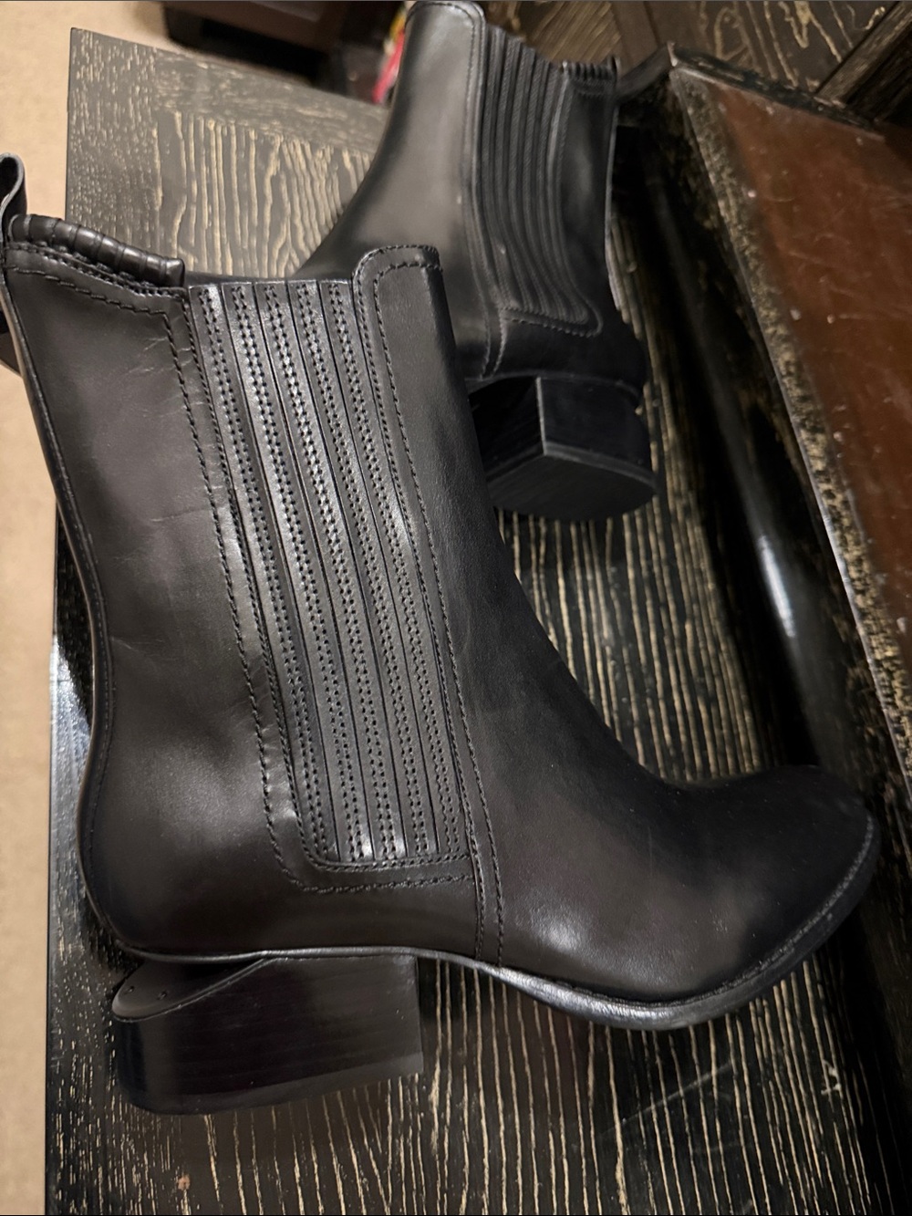 New Alexander Wang Black Leather Chelsea Booties 37